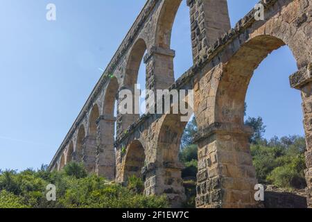 Aqueduc romain Pont del Diable à Tarragone, Espagne Banque D'Images