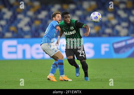 Hamed Traore joueur de Sassuolo pendant le match de championnat de football de Seriea entre Napoli vs Sassuolo résultat final 0-2, match joué au San Pao Banque D'Images