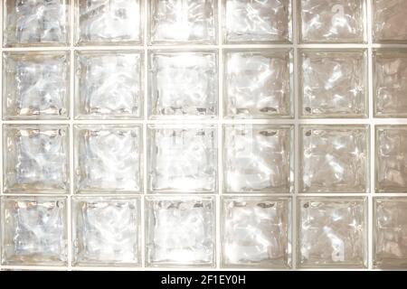 Mur en briques de verre blanc - texture sans couture. Gros plan Banque D'Images