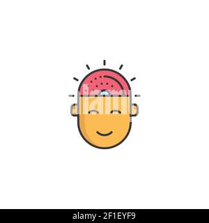 ligne de santé mentale icône contour vecteur logo illustration pictogramme linéaire isolé sur blanc Illustration de Vecteur