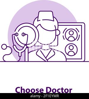 Choisissez l'icône de concept d'interface utilisateur créative du médecin Illustration de Vecteur