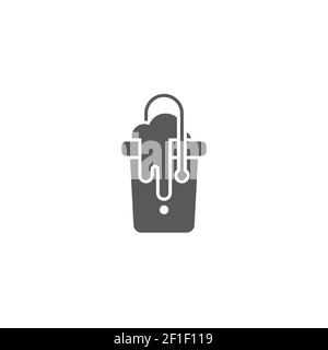 seau à serpillière avec étiquette de style linéaire icône en mousse de savon pour le concept mobile et la conception web Illustration de Vecteur