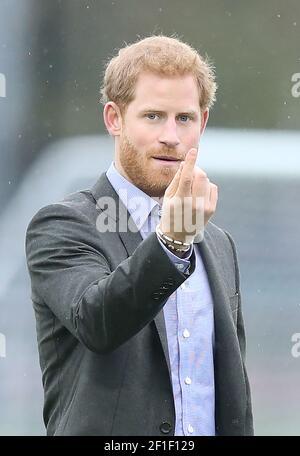 Le Prince Harry de Grande-Bretagne lors d'une visite à UCLan Sports Arena à Preston, Grande-Bretagne, le 23 octobre 2017. Banque D'Images