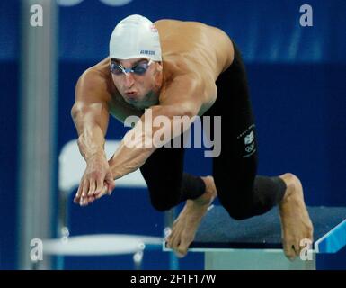 JEUX OLYMPIQUES À ATHÈNES 15/8/2004. NATATION MEW GIBSON (GB) 100M PHOTO DE VOL DAVID ASHDOWN Banque D'Images