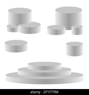 Ensemble de défilés réalistes. Modèle 3d vectoriel de scène vide ronde et d'escalier de podium. Illustration du socle et de la plate-forme, scène. Isolé sur bac blanc Illustration de Vecteur