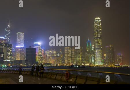 Hong Kong skyline at night Banque D'Images