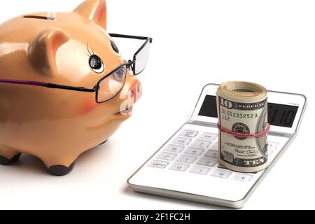 Faites rouler la calculatrice Banque D'Images