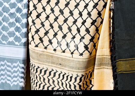 La texture du foulard arabe symbolique traditionnel en coton Banque D'Images