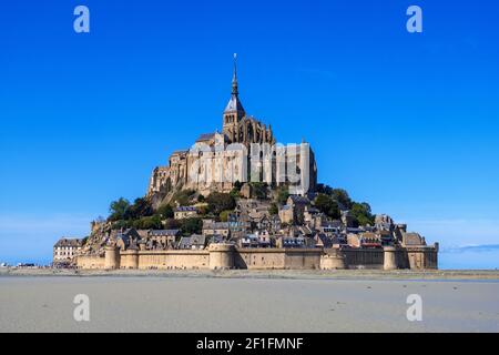 Mont Saint Michel, France - 29 août 2019 : Abbaye du Mont Saint Michel. Vue sur le célèbre Mont Saint-Michel en Basse-Normandie, France Banque D'Images