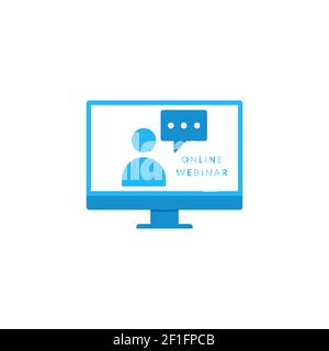 illustration vectorielle de la conception en ligne du séminaire en ligne sur l'écran du moniteur. Illustration de Vecteur