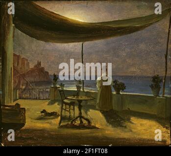 Thomas Fearnley - une terrasse à Amalfi Dans Moonlight Banque D'Images