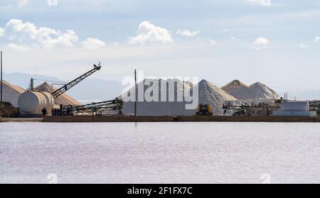 San Pedro del Pinatar, Espagne - 23 février 2021 : les salines de San Pedro del Pinatar à Murcie Banque D'Images