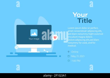 Organisation du séminaire en ligne professionnel. Événement en ligne. Contenu promotionnel Illustration de Vecteur