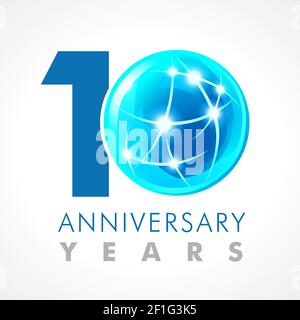 numéros du 10e anniversaire. logotype de 10 ans. Des couleurs vives. Modèle de conception graphique abstrait isolé. Signe 0 créatif, chiffres 3D. Jusqu'à 10 perc Illustration de Vecteur