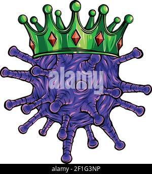 Coronavirus dans un style de dessin animé avec couronne Illustration de Vecteur