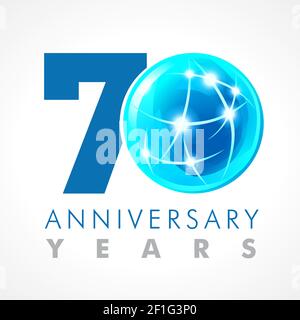 numéros du 70e anniversaire. logotype de 70 ans. Des couleurs vives. Modèle de conception graphique abstrait isolé. Signe 0 créatif, chiffres 3D. Jusqu'à 70 perc Illustration de Vecteur