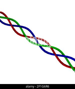 Illustration 3D de la triple hélice, isolée sur blanc. Banque D'Images