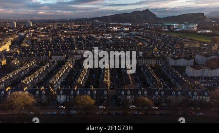 Vue aérienne sur les liaisons Leith d'Édimbourg. Crédit: Euan Cherry Banque D'Images