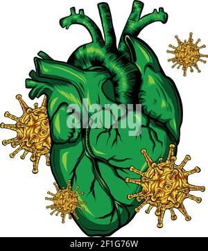 le virus infecte une illustration du vecteur cardiaque humain Illustration de Vecteur