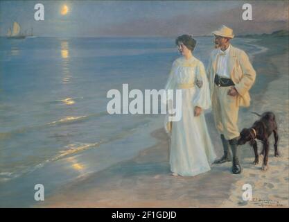 Peder Severin Krøyer - soirée d'été sur la plage de Skagen. Le peintre et sa femme. Banque D'Images