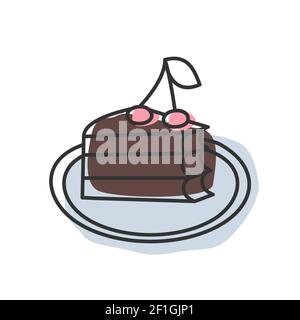 Icône gâteau au chocolat avec cerises pour illustration du vecteur Web Illustration de Vecteur