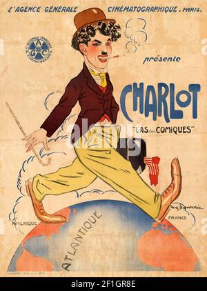 Charlie Chaplin affiche ancienne, « Charlot » Banque D'Images