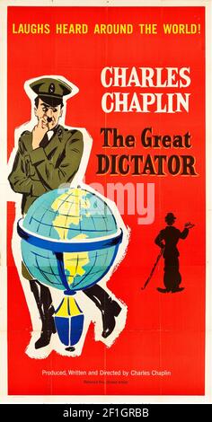 Le Grand dictateur – 1940 films de comédie-drame satirique américains écrits, dirigés, produits, marqués par et mettant en vedette le comédien britannique Charlie Chaplin. Banque D'Images