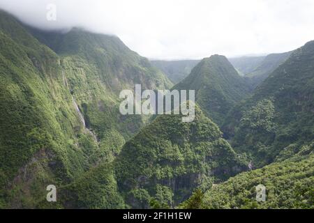 High Waterfalls dans la gorge de Takamaka à la Réunion, France - voyage sur l'île de la Réunion Banque D'Images
