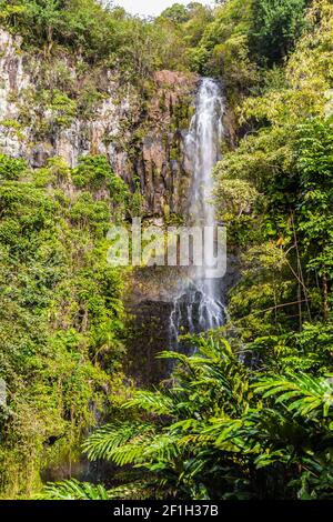 Wailua Falls sur la Hana Highway, Maui, Hawaii, États-Unis Banque D'Images