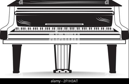 Piano à queue noir et blanc vectoriel Illustration de Vecteur