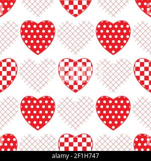 Motif sans coutures avec coeurs appliqués. Arrière-plan vectoriel. Banque D'Images
