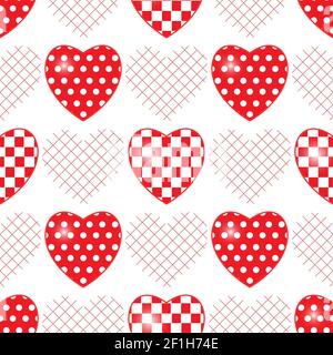Motif sans coutures avec coeurs appliqués. Arrière-plan vectoriel. Banque D'Images