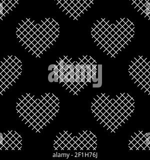 Motif sans couture avec coeurs rayés. Saint-Valentin#39;s arrière-plan de la journée. Impression vectorielle répétée Banque D'Images