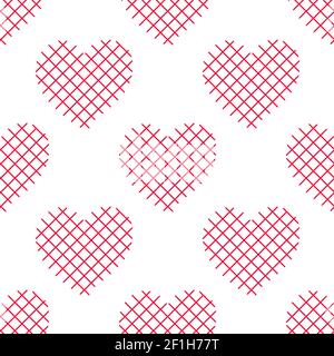 Motif sans couture avec coeurs rayés. Saint-Valentin#39;s arrière-plan de la journée. Impression vectorielle répétée Banque D'Images