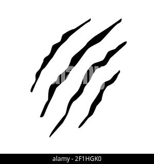 griffes rayures sur fond blanc. noir sanglant griffes animal scratch track. tigre de chat ours rayures patte. Banque D'Images