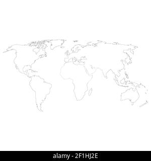 plan carte du monde dessinée à la main sur fond blanc. carte du monde stylisée simple dessinée à la main. freehand carte du monde dessin signe. style plat. Banque D'Images