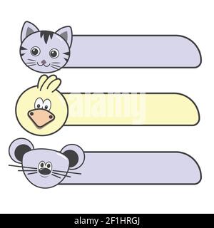 Jeu de cartes de visite pour enfant sur fond blanc. Jolie collection de caniche à motif animal. Motif enfant. Kawaii. Image pour carte d'anniversaire, affiche, autocollant. Vect Illustration de Vecteur