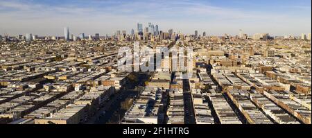 Longue vue panoramique quartiers urbains denses Skyline Philadelphia Pennsylvania Banque D'Images