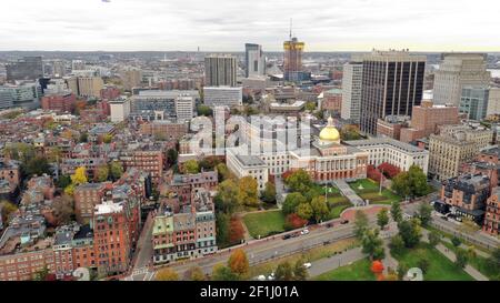 Entrée aérienne au Massachusetts State House Capital Building Boston Banque D'Images