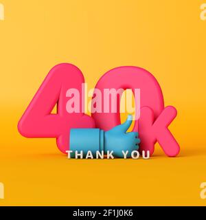 Merci 40 mille abonnés. Bannière de médias sociaux. Rendu 3D Banque D'Images