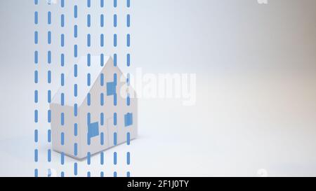 La main d'un assureur protège une maison de papier contre les catastrophes naturelles Banque D'Images