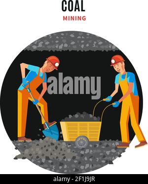 Gabarit plat de miner professionnel avec travaux de pelle et de brouette dans l'illustration du vecteur mine Illustration de Vecteur