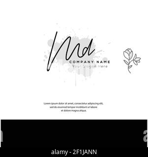 M D MD lettre initiale écriture manuscrite et logo de signature. Logo original du vecteur de beauté .mode, boutique, floral et botanique Illustration de Vecteur