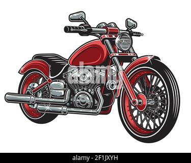 Illustration vectorielle de la moto de couleur rouge isolée sur fond blanc. Illustration de Vecteur