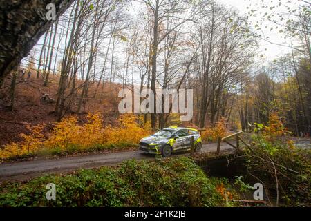 22 PCSRA Erik (cze), ZAKOVA Jindriska (cze), ACCR TCHÈQUE RALLY TEAM I, Ford Fiesta R2, action pendant le championnat européen de rallye Nyiregyhaza Rally 8 en Hongrie du 10 au 2019 novembre - photo Gregory Lenormand / DPPI Banque D'Images
