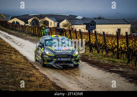 22 PCSRA Erik (cze), ZAKOVA Jindriska (cze), ACCR TCHÈQUE RALLY TEAM I, Ford Fiesta R2, action pendant le championnat européen de rallye Nyiregyhaza Rally 8 en Hongrie du 10 au 2019 novembre - photo Gregory Lenormand / DPPI Banque D'Images