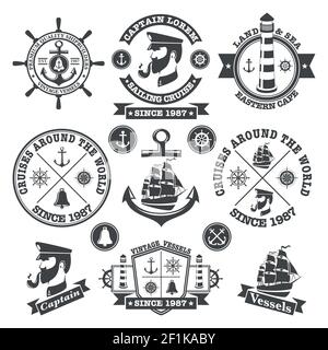 Ensemble d'étiquettes nautique vintage, icônes et d'éléments de conception Illustration de Vecteur