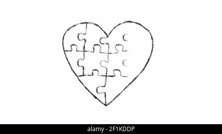 Coeur fait d'un puzzle animé, idéal pour les thèmes concernant le thème de l'autisme Banque D'Images