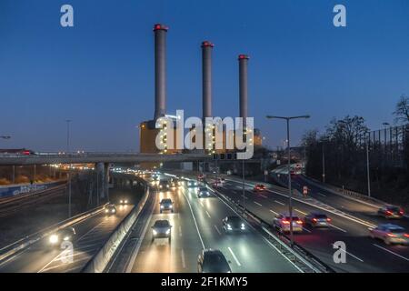 Stadtautobahn, Kraftwerk, Forckenbeckstrasse, Wilmersdorf, Berlin, Deutschland Banque D'Images