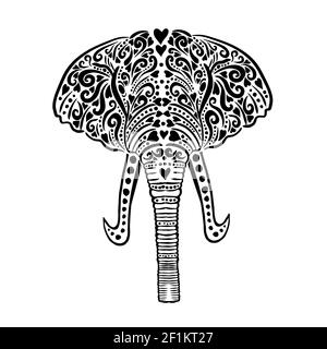 Tête d'éléphant faite de motifs. Illustration vectorielle Illustration de Vecteur